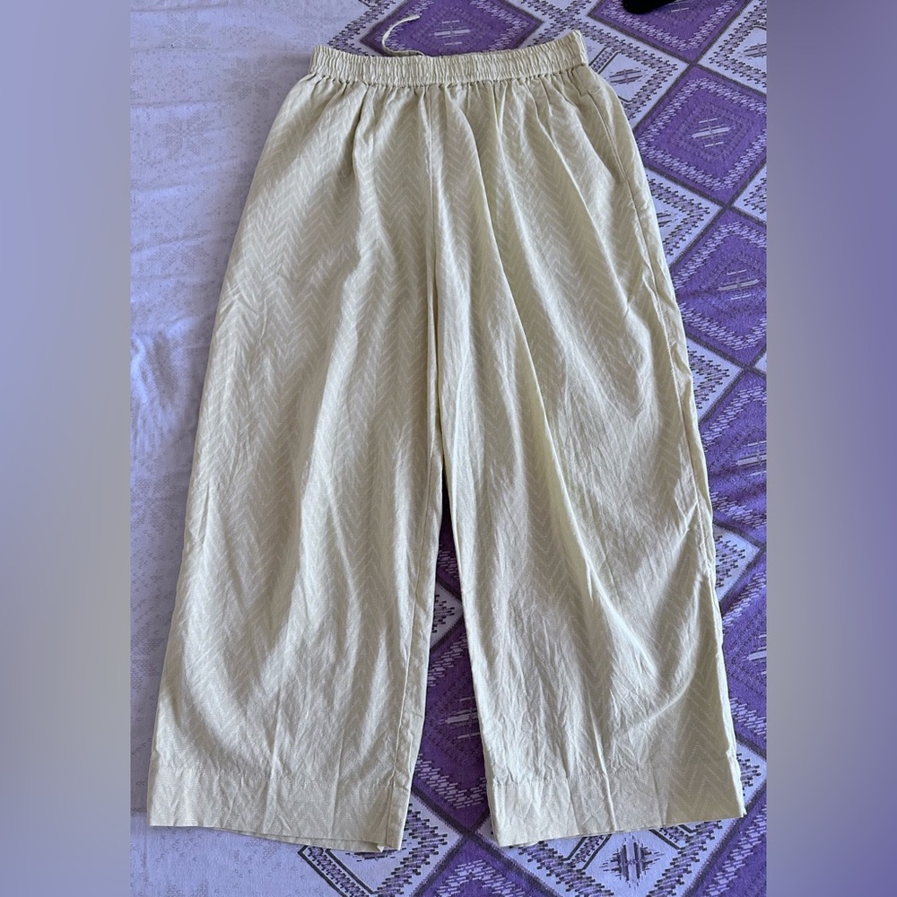 Stop - Cotton Palazzo Pants Ankle Length - Women - Yellow - US M